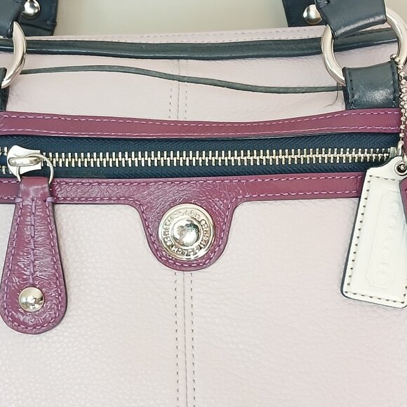 COACH Laura Pebbled Leather Large Satchel Purse Bag - Picture 2 of 14